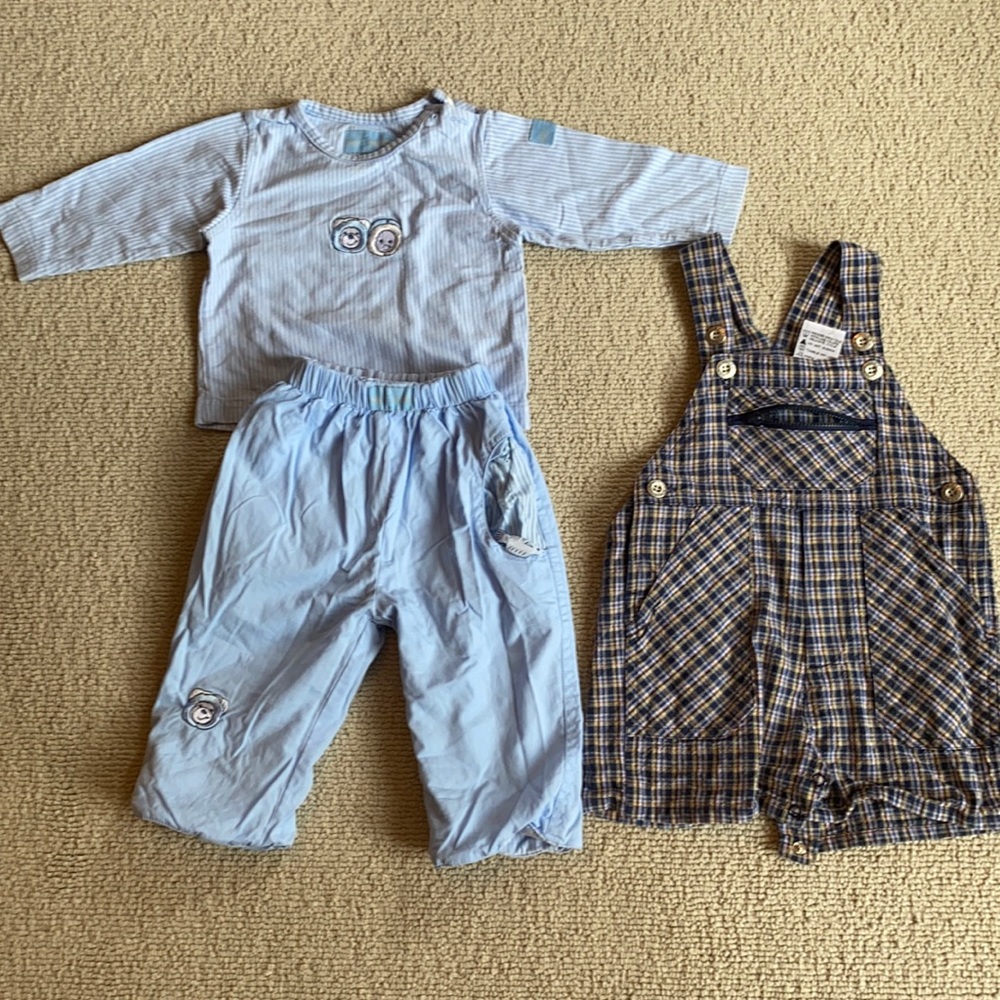 Top and pants set and overalls